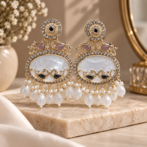 Nakhra Pearl Glow Chandbali Statement Earrings | Nakhra Jewels - Nakhra Jewels